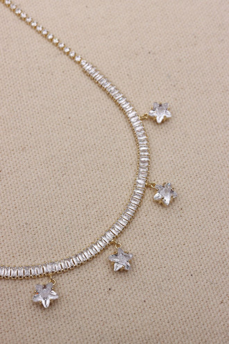 Yıldız Taşlı Gold Renk Su Yolu Kolye Yıldız Taşlı Gold Renk Su Yolu Kolye