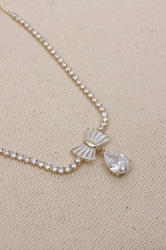 Fiyonk Uçlu Gold Renk Asansörlü Su Yolu Kolye