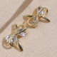 Zircon Taşlı Gold Renk Fiyonk Küpe Zircon Taşlı Gold Renk Fiyonk Küpe