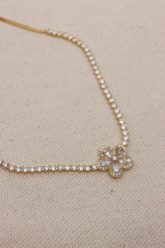 Çiçek Uçlu Gold Renk Asansörlü Su Yolu Kolye Çiçek Uçlu Gold Renk Asansörlü Su Yolu Kolye