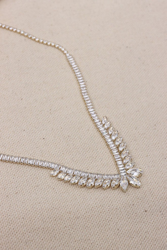 Mekik Taşlı Gold Renk Abiye Su Yolu Kolye