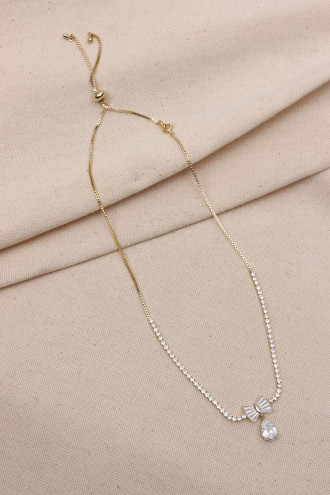 Fiyonk Uçlu Gold Renk Asansörlü Su Yolu Kolye