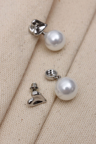 Kalp Figürlü Gümüş Renk İnci Küpe