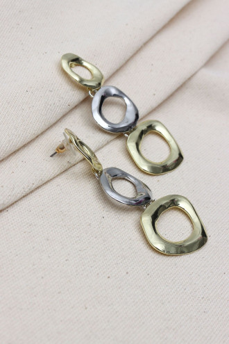 Çift Renkli Sallantılı Vintage Küpe