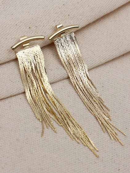 Uzun Zincir Sallantılı Gold Renk Küpe