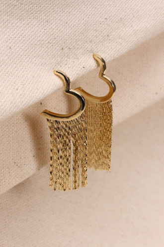 Kalp Figürlü Zincir Sallantılı Gold Renk Küpe Kalp Figürlü Zincir Sallantılı Gold Renk Küpe