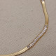 Baget Taş Detaylı Gold Renk İtalyan Zincir Choker Baget Taş Detaylı Gold Renk İtalyan Zincir Choker