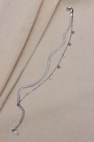 2'li İtalyan Zincirli Göz Figür Gümüş Renk Çelik Halhal 2'li İtalyan Zincirli Göz Figür Gümüş Renk Çelik Halhal