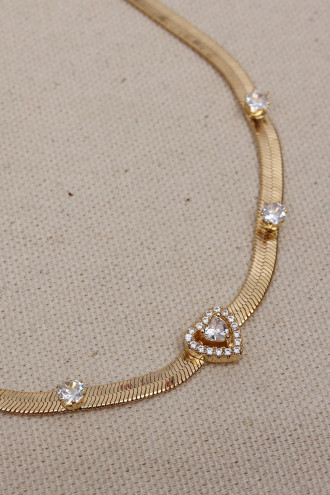 Kalp Figürlü Gold Renk İtalyan Zincir Choker