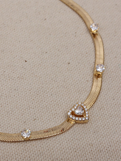 Kalp Figürlü Gold Renk İtalyan Zincir Choker Kalp Figürlü Gold Renk İtalyan Zincir Choker