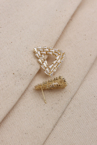 Trapez Taşlı ALTIN, GOLD Renk Üçgen Abiye Küpe