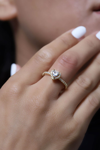 Beyaz Taşlı Kalp Figürlü ALTIN, GOLD Renk Ayarlanabilir Yüzük Beyaz Taşlı Kalp Figürlü ALTIN, GOLD Renk Ayarlanabilir Yüzük