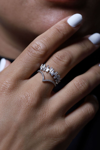 2'li Zircon Taşlı Gümüş Renk Ayarlanabilir Abiye Yüzük 2'li Zircon Taşlı Gümüş Renk Ayarlanabilir Abiye Yüzük