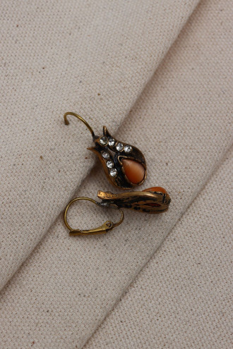 Turuncu Taşlı Otantik Küpe Turuncu Taşlı Otantik Küpe