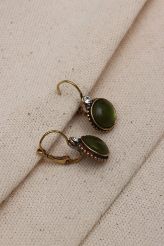 Saydam Açık Yeşil Taşlı Yuvarlak Otantik Küpe Saydam Açık Yeşil Taşlı Yuvarlak Otantik Küpe