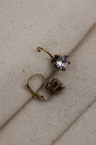 Beyaz Tek Taş Otantik Küpe