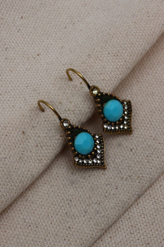 Turkuaz Taşlı Otantik Küpe