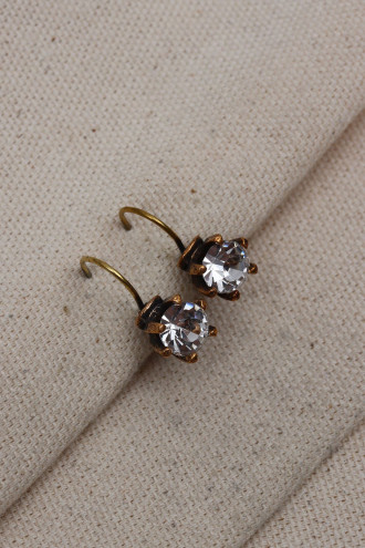 Beyaz Tek Taş Otantik Küpe