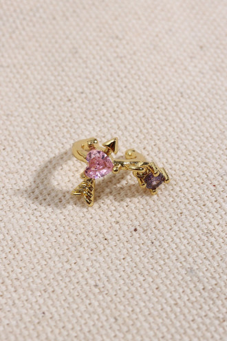 Pembe Kalp Taşlı Gold Renk Sallantılı Kıkırdak Küpe Pembe Kalp Taşlı Gold Renk Sallantılı Kıkırdak Küpe