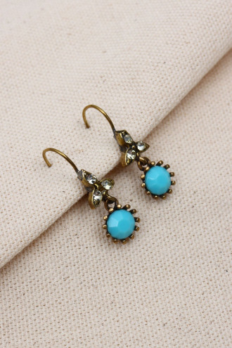 Turkuaz Taş Sallantılı Yuvarlak Otantik Küpe Turkuaz Taş Sallantılı Yuvarlak Otantik Küpe