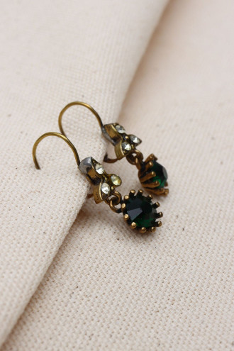 Yeşil Taş Sallantılı Yuvarlak Otantik Küpe