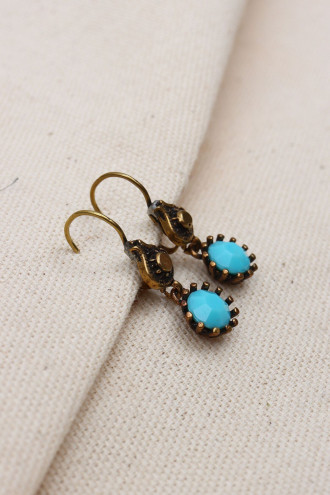 Turkuaz Taş Sallantılı Otantik Küpe