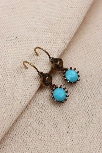 Turkuaz Taş Sallantılı Otantik Küpe