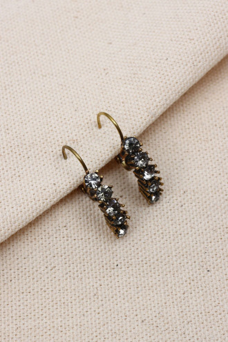 Antrasit Taşlı Otantik Küpe