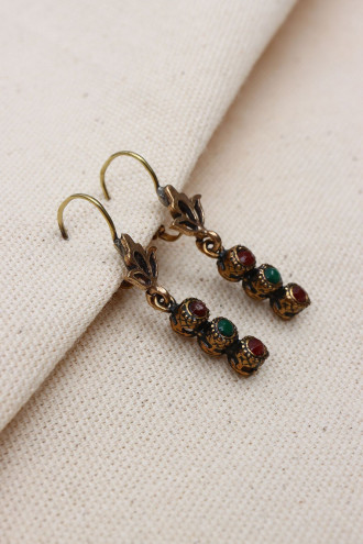 Renkli Taşlı Süzme Otantik Küpe