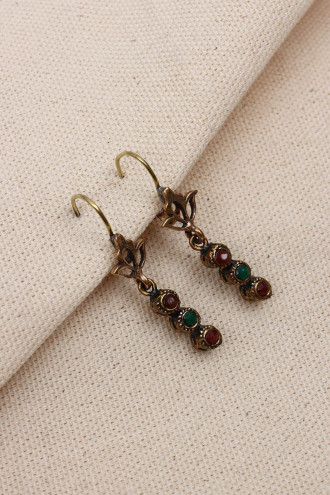 Renkli Taşlı Süzme Otantik Küpe