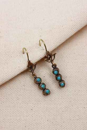 Turkuaz Taşlı Süzme Otantik Küpe