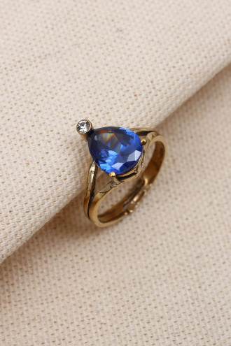 Lacivert Damla Zircon Taşlı Ayarlanabilir Otantik Yüzük Lacivert Damla Zircon Taşlı Ayarlanabilir Otantik Yüzük