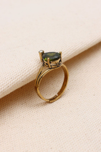 Yeşil Damla Zircon Taşlı Ayarlanabilir Otantik Yüzük Yeşil Damla Zircon Taşlı Ayarlanabilir Otantik Yüzük