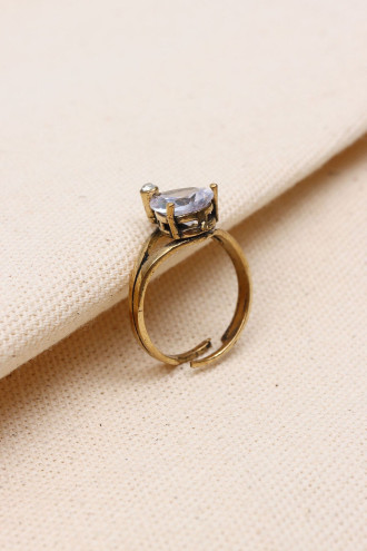 Beyaz Damla Zircon Taşlı Ayarlanabilir Otantik Yüzük Beyaz Damla Zircon Taşlı Ayarlanabilir Otantik Yüzük