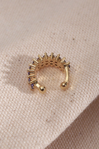 İki Sıralı Lila Taşlı Tek Sıkıştırmalı Gold Kıkırdak Küpe İki Sıralı Lila Taşlı Tek Sıkıştırmalı Gold Kıkırdak Küpe
