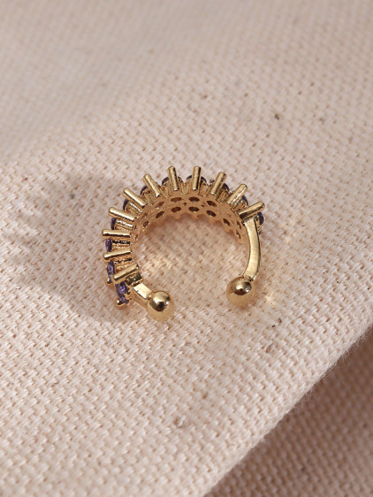 İki Sıralı Lila Taşlı Tek Sıkıştırmalı Gold Kıkırdak Küpe İki Sıralı Lila Taşlı Tek Sıkıştırmalı Gold Kıkırdak Küpe
