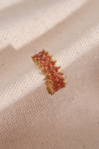 İki Sıralı Turuncu Taşlı Tek Sıkıştırmalı Gold Kıkırdak Küpe İki Sıralı Turuncu Taşlı Tek Sıkıştırmalı Gold Kıkırdak Küpe