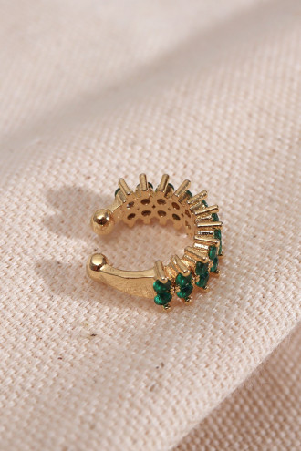 İki Sıralı Yeşil Taşlı Tek Sıkıştırmalı Gold Kıkırdak Küpe İki Sıralı Yeşil Taşlı Tek Sıkıştırmalı Gold Kıkırdak Küpe