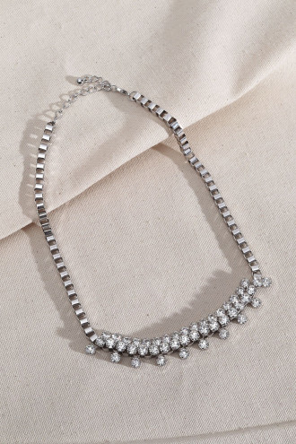 Gümüş Renk Taşlı İri Kolye