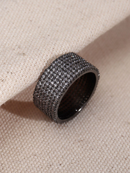Zircon Taşlı Antrasit Renk Tam Tur Yüzük Zircon Taşlı Antrasit Renk Tam Tur Yüzük