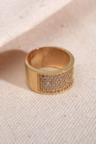 Zircon Taşlı Gold Renk Yarım Tur Yüzük Zircon Taşlı Gold Renk Yarım Tur Yüzük