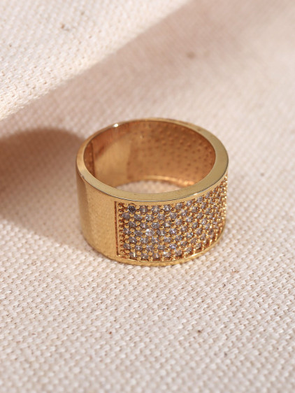 Zircon Taşlı Gold Renk Yarım Tur Yüzük Zircon Taşlı Gold Renk Yarım Tur Yüzük