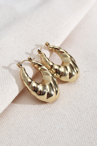 316L Çelik Gold Renk Oval Vintage Küpe