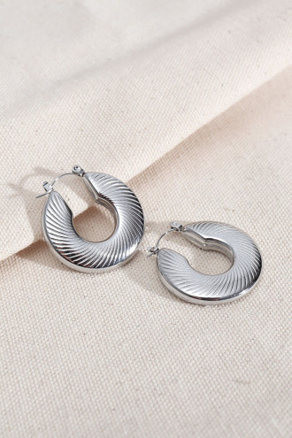 316L Çelik Gümüş Renk Halka Vintage Küpe