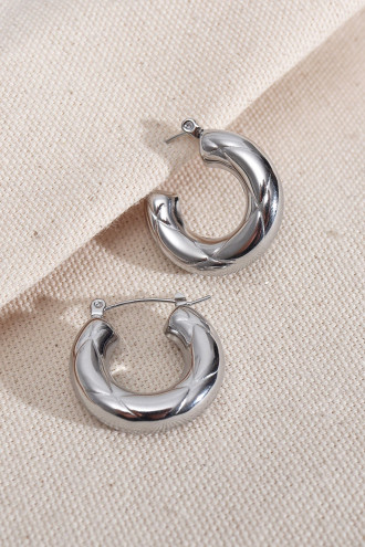 316L Çelik Gümüş Renk Boru Halka Küpe