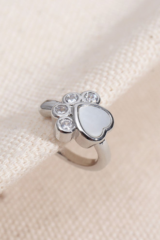 Beyaz Mineli Gümüş Renk Pati Figür Kıkırdak Küpe