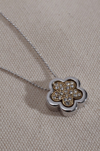 Taşlı Çiçek Figür Gümüş Renk Kolye Taşlı Çiçek Figür Gümüş Renk Kolye