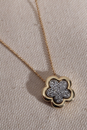Taşlı Çiçek Figür Gold Renk Kolye Taşlı Çiçek Figür Gold Renk Kolye