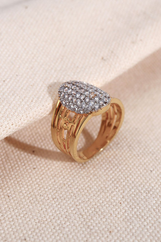 Zircon Taşlı Gold Renk Yüzük