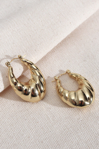 316L Çelik Gold Renk Oval Vintage Küpe